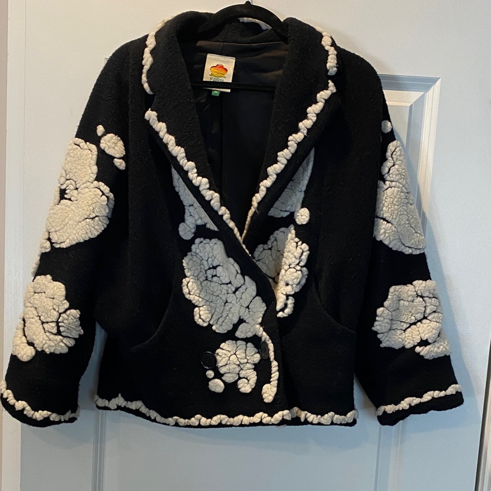 FARM Rio Black and Cream Teddy Jacket